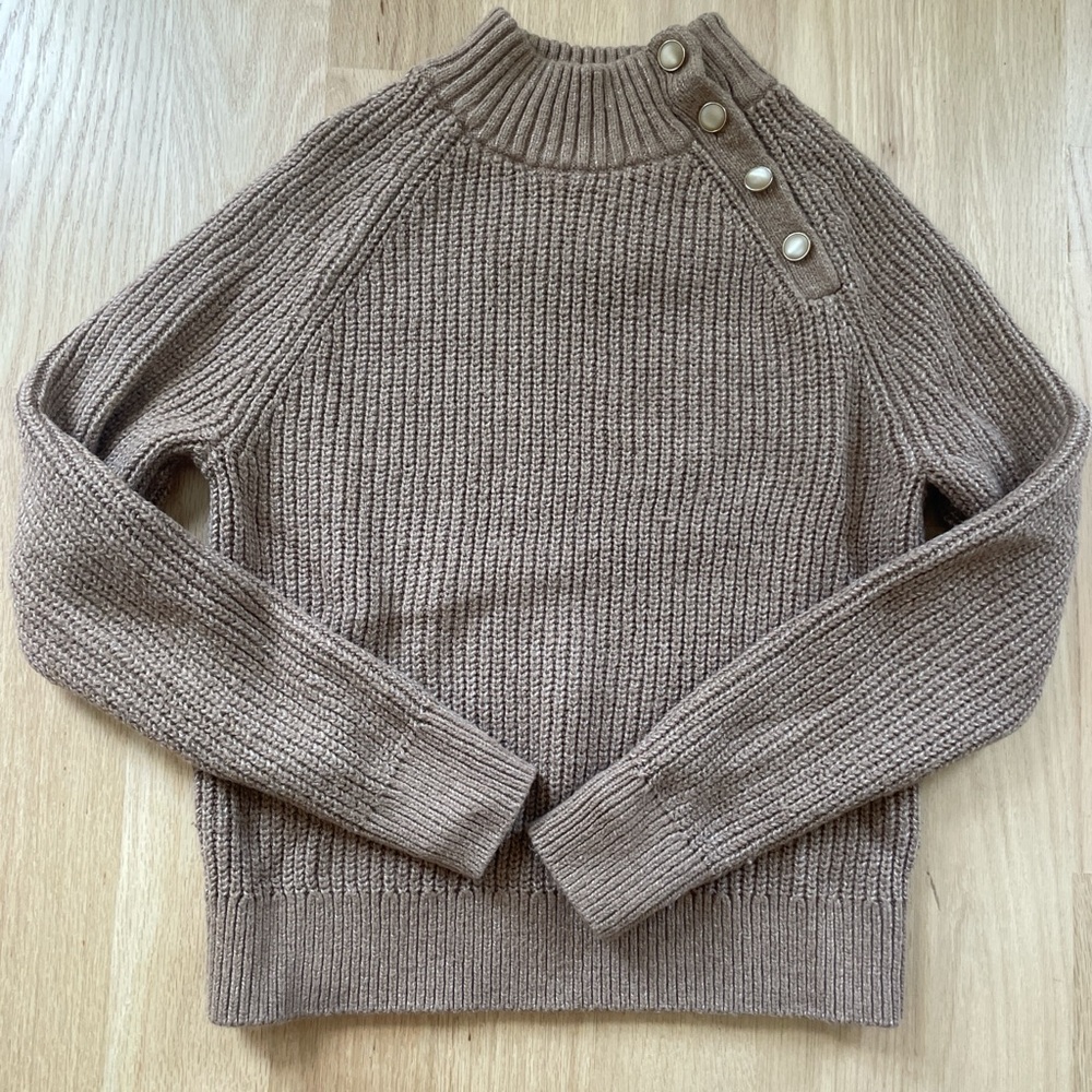 J. Crew Tan Cowl Neck Sweater with Ribbed Knit